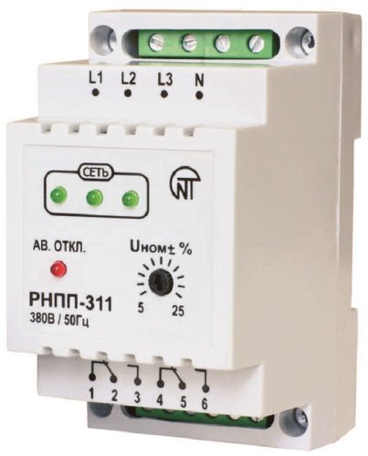 Реле напряжения трехфазное электронное на DIN-рейку НовАтек-Электро РНПП-311 нерегулируемое фото Реле напряжения трехфазное электронное на DIN-рейку НовАтек-Электро РНПП-311 нерегулируемое картинка